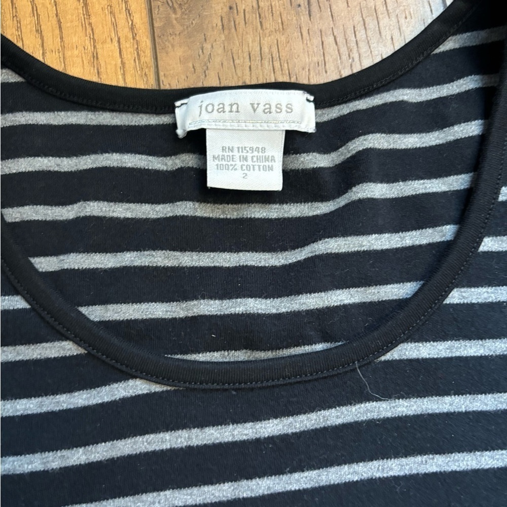 Joan Vass Black and White Relaxed 3/4 Sleeve Tunic - Picture 3 of 4